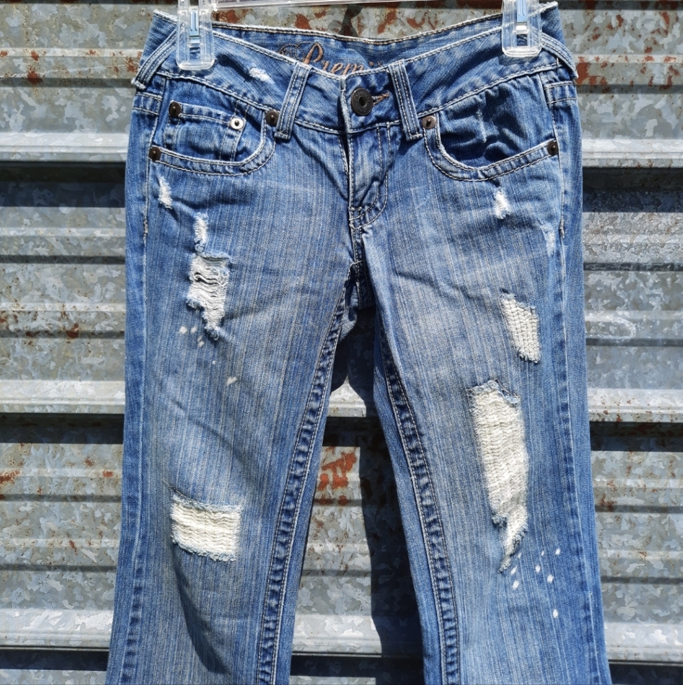 Distressed Denim Premier Jeans With Splatter Paint Design - Picture 4 of 12